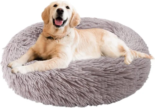 Aurako Cama para gatos y perros, alfombra redonda acolchada para mascotas, sofá de felpa ultra suave, almohada cómoda, lavable a máquina, camas para