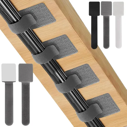 Vista 9 de Paquete de 50 bridas reutilizables autoadhesivas para organizar cables, correas ajustables de gancho y bucle para organizar cables de datos, cables
