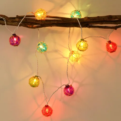 Vista 10 de Guirnalda de luces tipo farol, con temática oceánica, flotador, luces de bola flotante, verde y azul