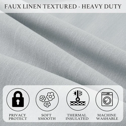 Vista 26 de KGORGE Cortinas azules de lino sintético de 84 pulgadas de largo, juego de 2 paneles, elegantes cortinas casuales de lino con textura para ventana