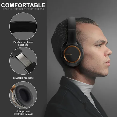 Vista 5 de LORELEI X8 - Auriculares de diadema con cable y micrófono con 1.45m de línea de nylon sin enredos y conector de 3.5mm, auriculares ligeros