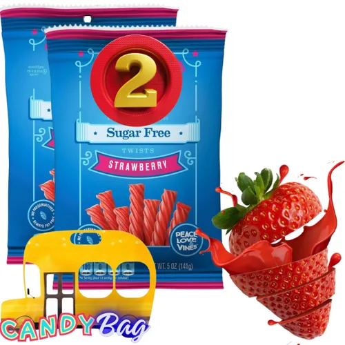Caramelos de vid de regaliz de fresa roja sin azúcar, paquete de 2, 5 onzas