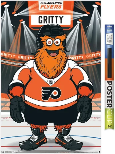 Vista 14 de Trends International NHL Philadelphia Flyers - Póster de pared Gritty 19, 14.725 x 22.375 pulgadas, versión enmarcada de madera de granero