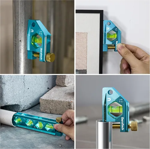 Vista 9 de DURATECH Nivel de 2.5 pulgadas, nivel de torpedo magnético con burbujas de 90°, ranura en V, ventana de visualización grande, cuerpo de aleación