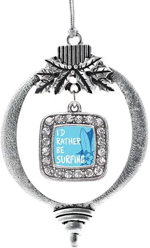 Vista 153 de Inspired Silver - Adorno de flor de iris - Adornos navideños con dije cuadrado de plata con joyas de circonita cúbica