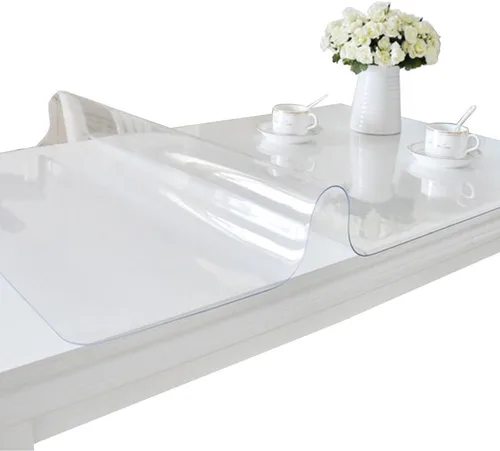 Vista 15 de ETECHMART Protector de mesa de plástico transparente rectangular de 12 x 24 pulgadas, protector de mesa grueso impermeable transparente para mesa