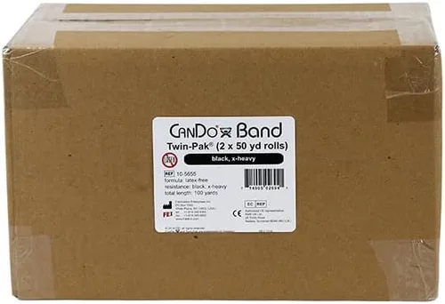 Vista 2 de CanDo Twin-Pak - Banda de ejercicio sin látex, color negro, 100 yardas