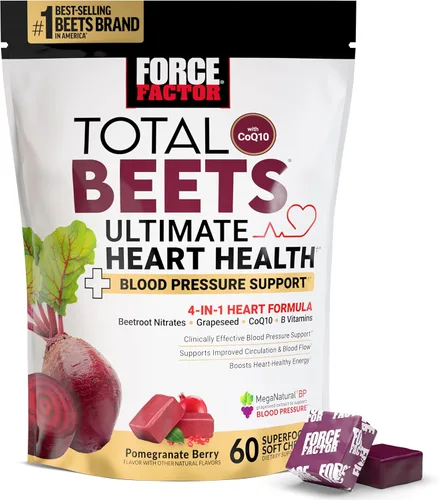 Vista 15 de Force Factor Total Beets Ultimate Heart Health Masticables para el apoyo de la presión arterial, con polvo de remolacha, CoQ10, vitaminas B