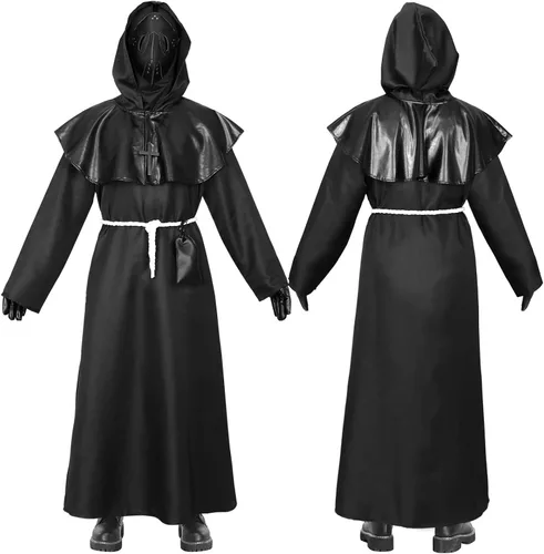 Vista 3 de Metaparty Disfraz de médico de la peste con máscara de máscara de peste de pájaro, accesorios steampunk, disfraces aterradores de terror