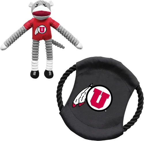 Vista 40 de Littlearth NCAA Unisex NCAA Sock Monkey and Flying Disc Pet Toy Combo Set