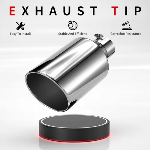 Vista 8 de Richeer Punta de escape de 5 a 10 pulgadas, entrada de 5 pulgadas, salida de 10 pulgadas, longitud total de 18 pulgadas, punta de escape de acero