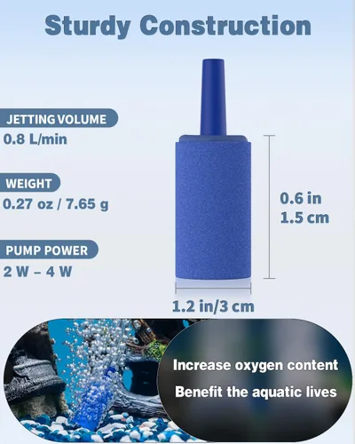 Vista 5 de Pawfly Cilindro de piedra de aire para acuario de 1 pulgada, difusor de burbujas de aire para tanque de peces, piedras para bombas de aire nano