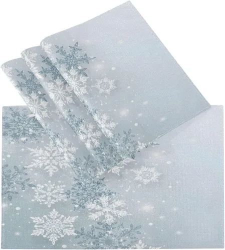 Vista 15 de ALAZA Manteles Individuales de Árbol de Navidad Rosa Copo de Nieve Blanco de Invierno Navideños para Mesa de Comedor Mantel Individual 1 Pieza