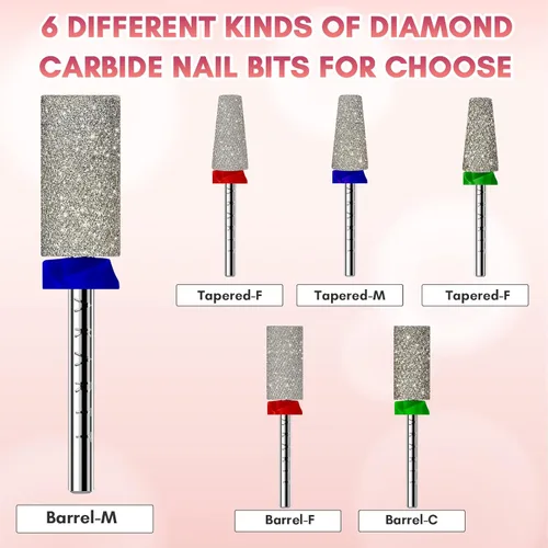 Vista 8 de Makartt - Brocas de lima de uñas de barril grande con carburo de diamante para uñas, con lijado para preparación y modelado, puntas de lima