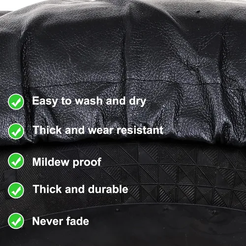 Vista 6 de Moonet Paquete de 2 fundas de cuero grueso de PVC para llantas, protectores de ruedas resistentes para camiones, SUV, autocaravanas, cámper