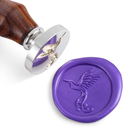 Vista 17 de Mceal Sello de cera, cabeza de latón plateado con mango de palisandro, 1.2 pulgadas de diámetro, cocodrilo