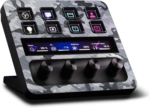 Vista 23 de MightySkins - Piel de fibra de carbono compatible con Elgato Stream Deck + madera gris Acabado de fibra de carbono texturizado protector