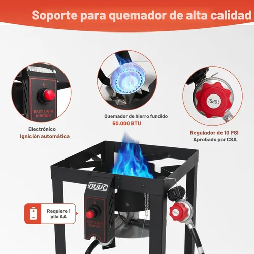 Vista 5 de NUUK Freidora de pavo de 30 cuartos de galón y freidora de pescado de 10 cuartos de galón, olla de aluminio con canasta, quemador de 50,000 BTU