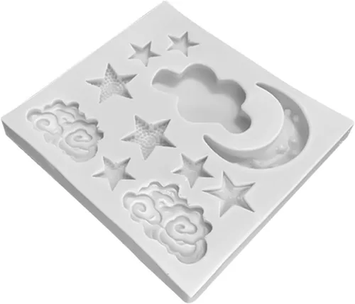 Moldes de silicona con forma de nubes de luna y estrella, molde para decoración de chocolate para cupcakes, galletas, jabón, vela, yeso, cristal