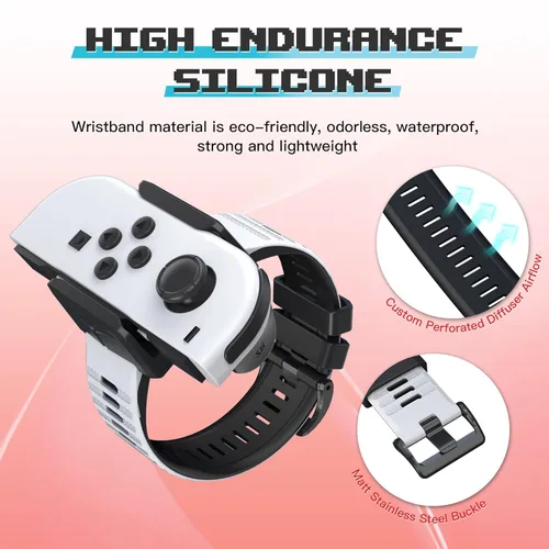 Vista 2 de Narati Wrist Bands for Just Dance 2024 2023 2022 2021 Switch, Adjustable Size Silicone Wrist Straps Compatible with Joy Cons & Switch OLED Model, 2