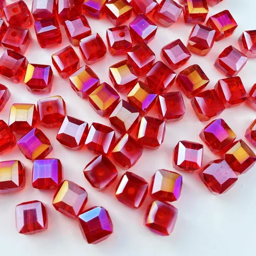 Vista 15 de Cuentas de cristal de vidrio 100 piezas 6mm Cubo Cuentas de cristal facetadas de forma cuadrada para hacer joyas, pulseras, aretes, collares, Ámbar