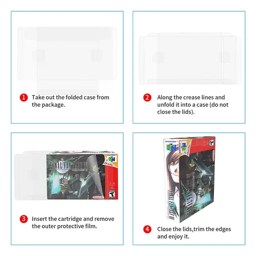 Vista 3 de 25-Pcs High Quality Plastic Protector Transparent Storage Cases Compatible with N64SNES Game Boxes Anti-Dust - Scracth Free - Clear Cases Made