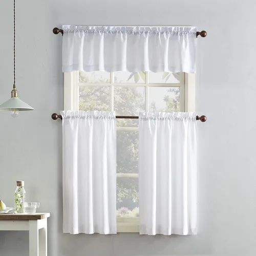Vista 4 de Fibra Martine 918 - Juego de 3 cortinas de cocina de microfibra