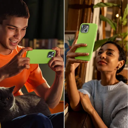 Vista 5 de Mizi Funda de silicona líquida para iPhone 15 de 6.1 pulgadas, delgada de 3 capas de goma de gel suave, a prueba de golpes, con forro de microfibra