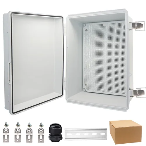 Vista 28 de Caja eléctrica impermeable, caja de conexiones IP67, pestillo de acero inoxidable, cubierta transparente con bisagras, carcasa para proyectos