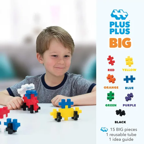 Vista 2 de Plus-Plus Big - 15 piezas de mezcla básica - Juego de construcción encastrable «STEM/STEAM» con bloques grandes para niños pequeños y preescolares