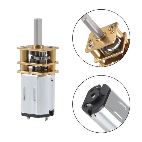 Vista 6 de 3 piezas de motor de reducción de velocidad DC 3V 30RPM N20 con eje de 3mm, motor de rueda dentada de metal mini con caja de cambios de metal