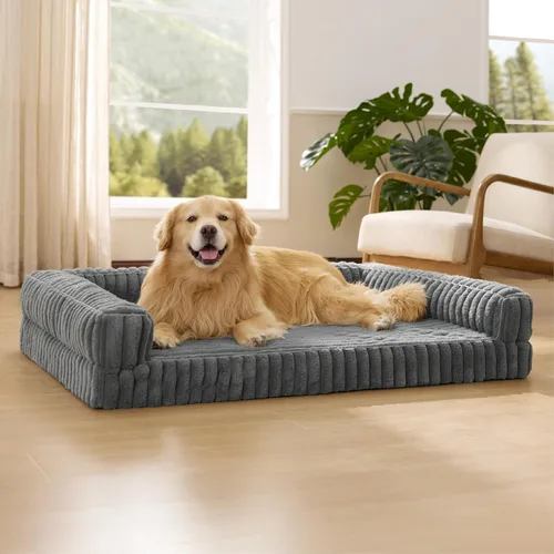 Vista 28 de Bedsure - Cama ortopédica para perros pequeños, cama impermeable de espuma viscoelástica con lados, sofá de espuma de nido de abeja para perros