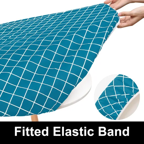 Vista 278 de Mantel rectangular, manteles de plástico elásticos ajustables con parte trasera de franela para mesas de 4 pies, manteles de vinilo impermeables