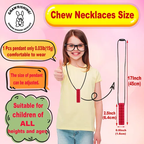 Vista 6 de Collar masticable de 6 piezas perfecto para autismo, TDAH, SPD, motor oral para niños, niños y niñas (resistente, de larga duración)