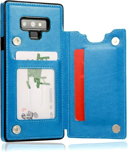 Vista 5 de Asuwish Funda de teléfono para Samsung Galaxy Note 9 con protector de pantalla de vidrio templado, tarjetero/tarjetero, soporte para cartera