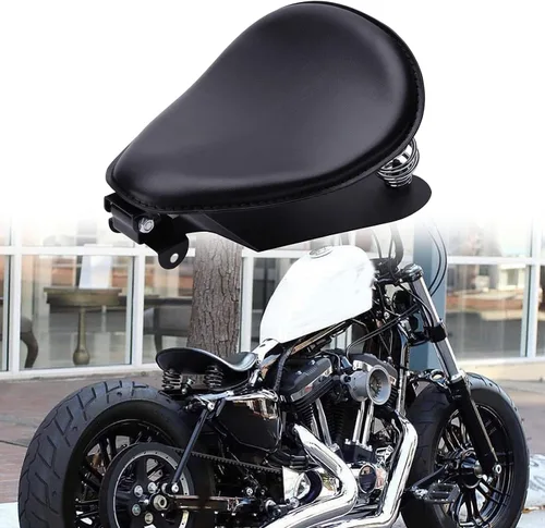 Vista 2 de Kit de montaje de base con resorte para asiento solo negro personalizado para motocicleta, placa base para Sportster XL1200 883 48 Dyna Softail