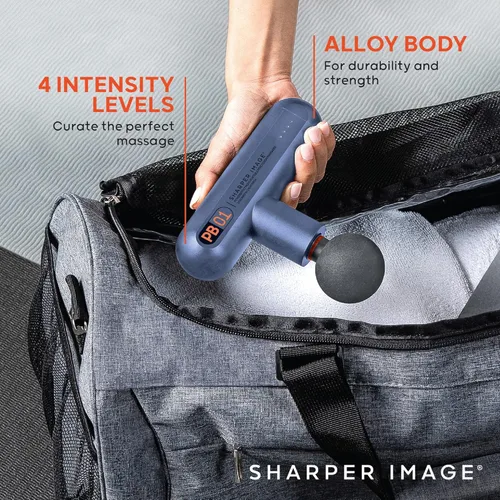 Vista 5 de Sharper Image Pistola de masaje de percusión portátil de tejido profundo, Powerboost Move masajeador muscular de cuerpo completo, espalda y cuello