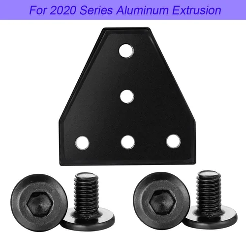 Vista 6 de 6 juegos de conectores de soporte de esquina 2020 con 5 agujeros, placas de junta en T para accesorios de perfil de extrusión de aluminio de ranura
