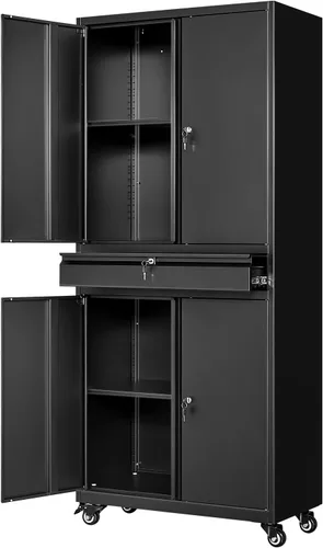 Vista 38 de 36" H Metal Garage Cabinet, 2 Doors Storage Cabinets, Steel Utility Tool Caninet, Short Locking Caninets with Adjustable Shelves, Black Lockable