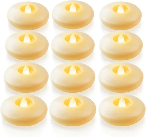 Vista 9 de Homemory Paquete de 6 velas flotantes LED sin llama de 3", 200 horas de duración con pilas, luces de té parpadeantes impermeables para jarrones