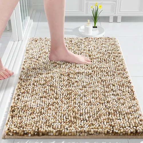 Yimobra Tapetes de Baño para Baño Antideslizantes, 31.5x20, Alfombras de Baño de Chenilla Extra Suaves, Alfombrilla de Ducha de Felpa Esponjosa de
