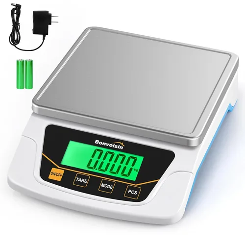 Bonvoisin Báscula Digital con Precisión de 0.1 Gramo, Escala de Laboratorio Científica Digital de 6000g para Laboratorio, Pesaje de Joyería