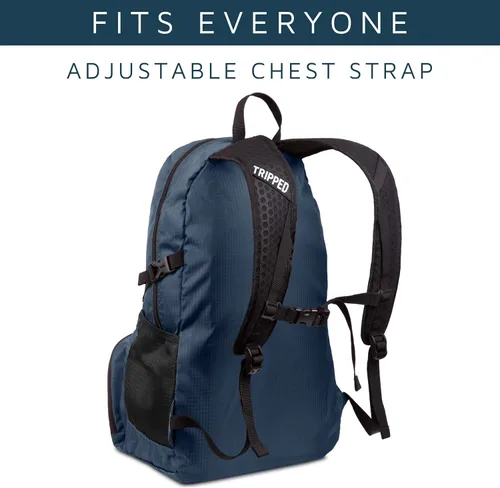 Vista 7 de Mochila de viaje: mochila ligera para senderismo, gimnasio y avión, Azul oscuro marino, 35 liters, Mochilas Daypack