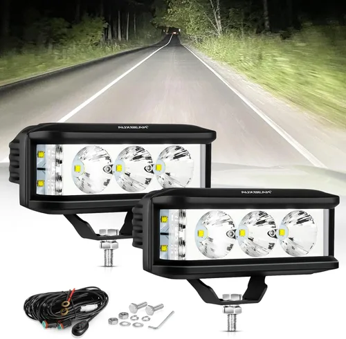 Auxbeam Barra de luz LED de 5 pulgadas, luces laterales de 68 W, 6800 lúmenes, luces LED de conducción todoterreno con haz combinado de inundación