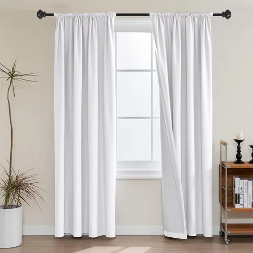 Vista 25 de H.VERSAILTEX Cortinas 100% de opacidad para cocina, con aislamiento térmico, cortinas opacas completas con forro blanco, cortinas de eficiencia