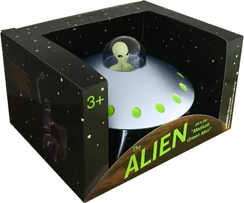 Vista 7 de Off the Wall Toys Nave Espacial UFO de Alienígenas con Resplandecimiento en la Oscuridad y Figura de Acción Doblada de Juguete