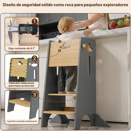 Vista 5 de COSYLAND Torre de pie para niños pequeños de altura ajustable