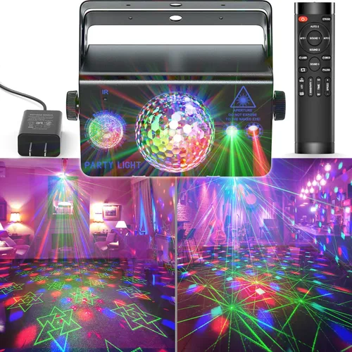 Vista 7 de Luces de Fiesta Luz de Discoteca, Bola de Discoteca Luz Estroboscópica Activada por Sonido e Iluminación de DJ con Control Remoto - Luces Rave