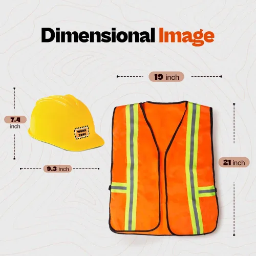 Vista 2 de Funny Party Hats - Disfraz de trabajador de construcción para niños, incluye sombrero y chaleco de construcción