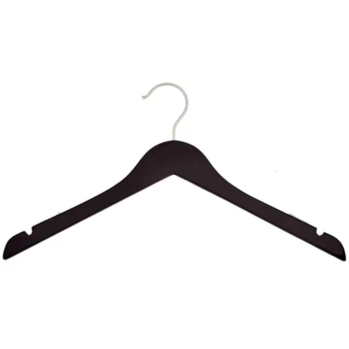 Vista 5 de NAHANCO Wooden Shirt Hanger, 17" - High Gloss Black with Gold Hook (Pack of 25)
